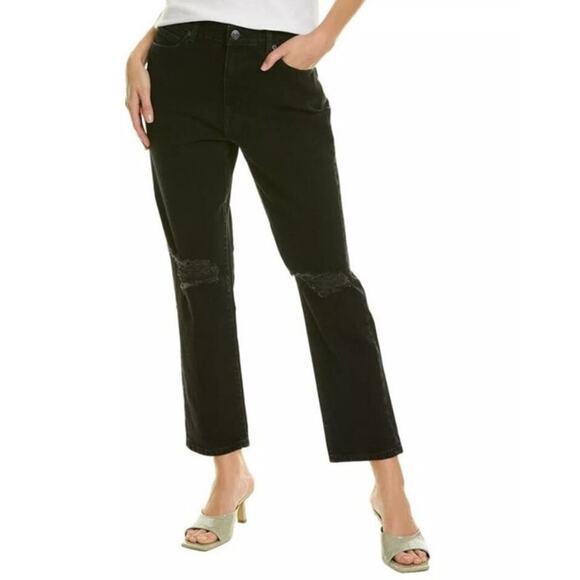 Current/Elliot black onyx boyfriend jeans ripped knees straight - Picture 2 of 10
